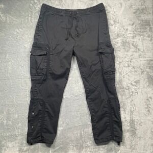 Stone Falcon Cargo Pants Mens XL Black Slim Fit Elastic Waist Utility Joggers